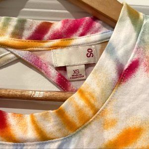 SO Twisted Strap Cropped Tank Tie Dye Pink Orange